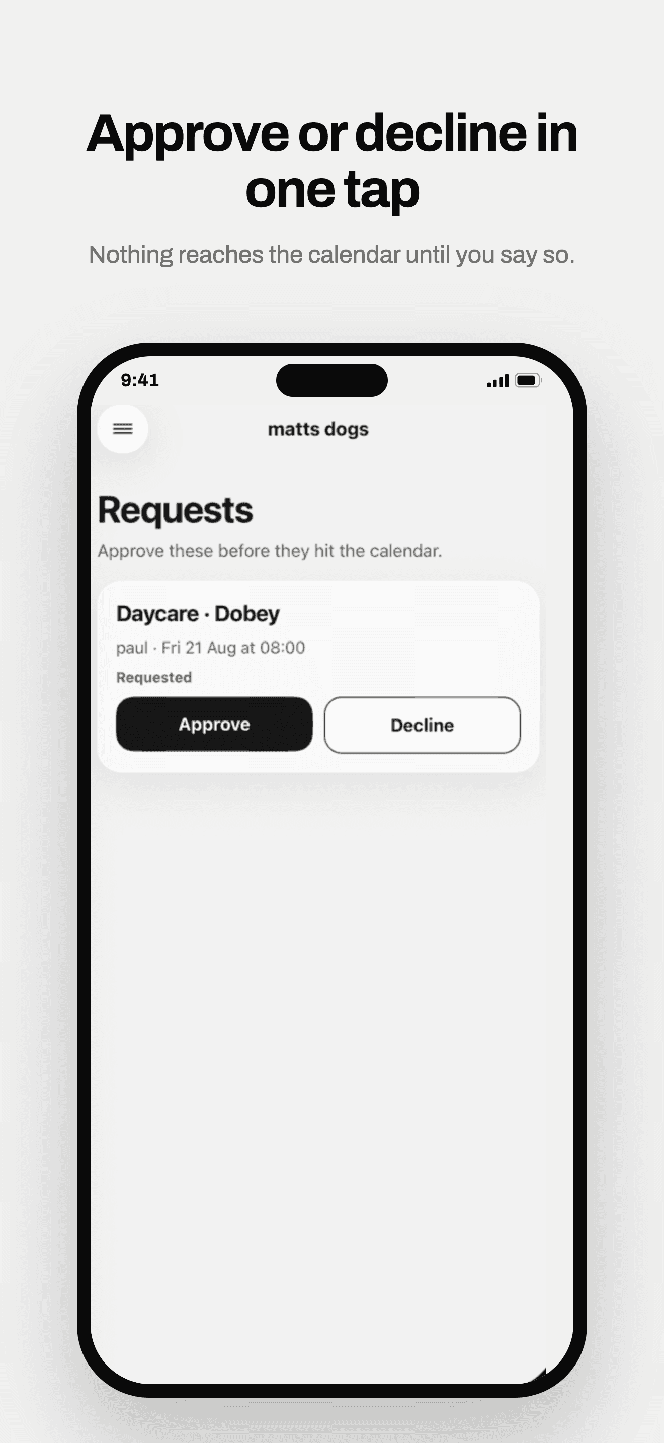 A booking request waiting for the desk to confirm